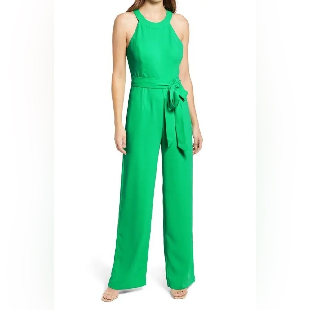 Lilly Pulitzer Perci Jumpsuit Emerald Green‎ Wide Leg Lightweight Sz 2